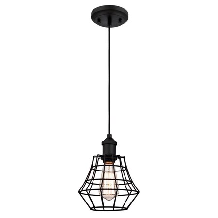 Pendant 60W Mini Nathaniel, Matte Black AnGlassed Bell Cage Shade